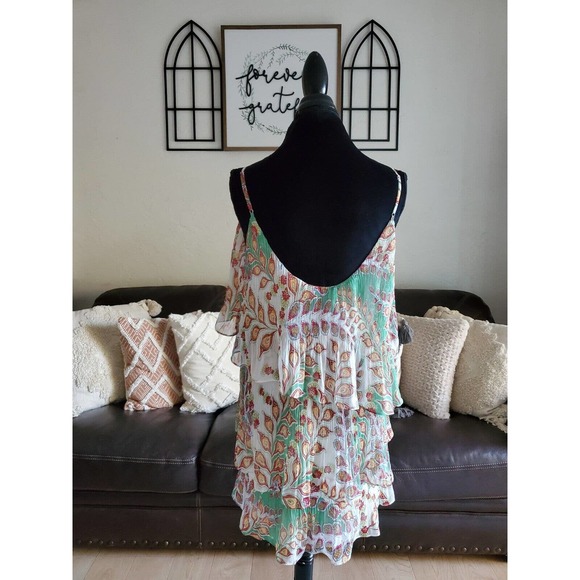 Adelyn Rae Flowy Layered Mini Dress Adjustable Straps Women's Sz M Boho Chic NWT - Picture 10 of 11